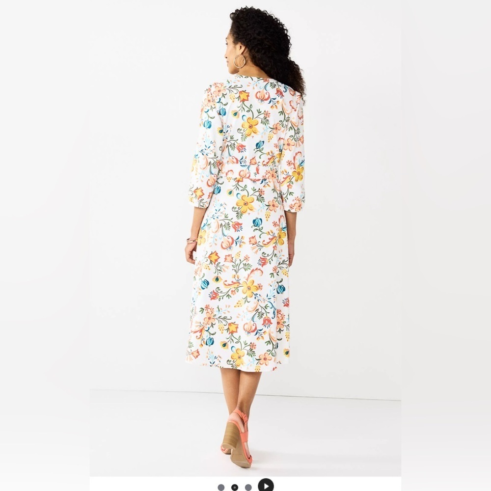 Floral Peasant Shirt Dress Size M - Picture 2 of 10